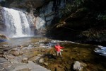 Adam Boruchov casts his line in front of Looking Glass Falls in Davidson, NC. 