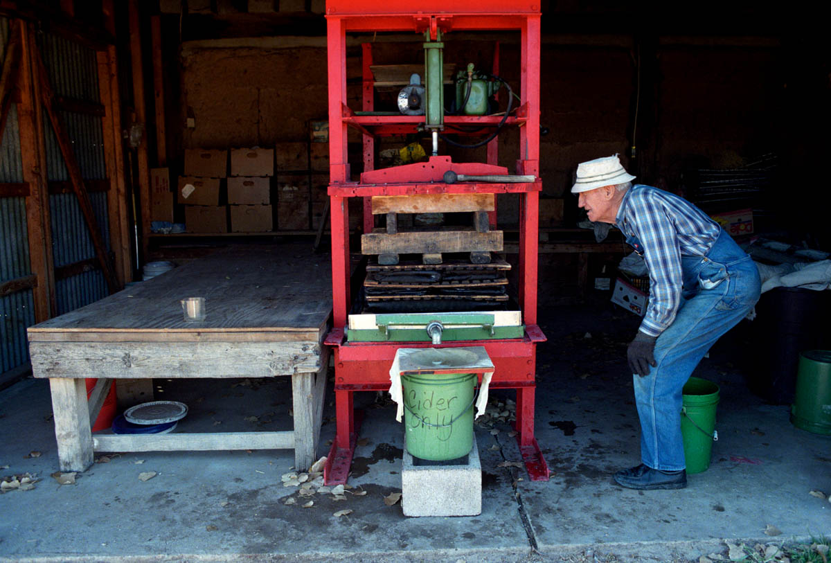 Johnnie, making cider, 1998