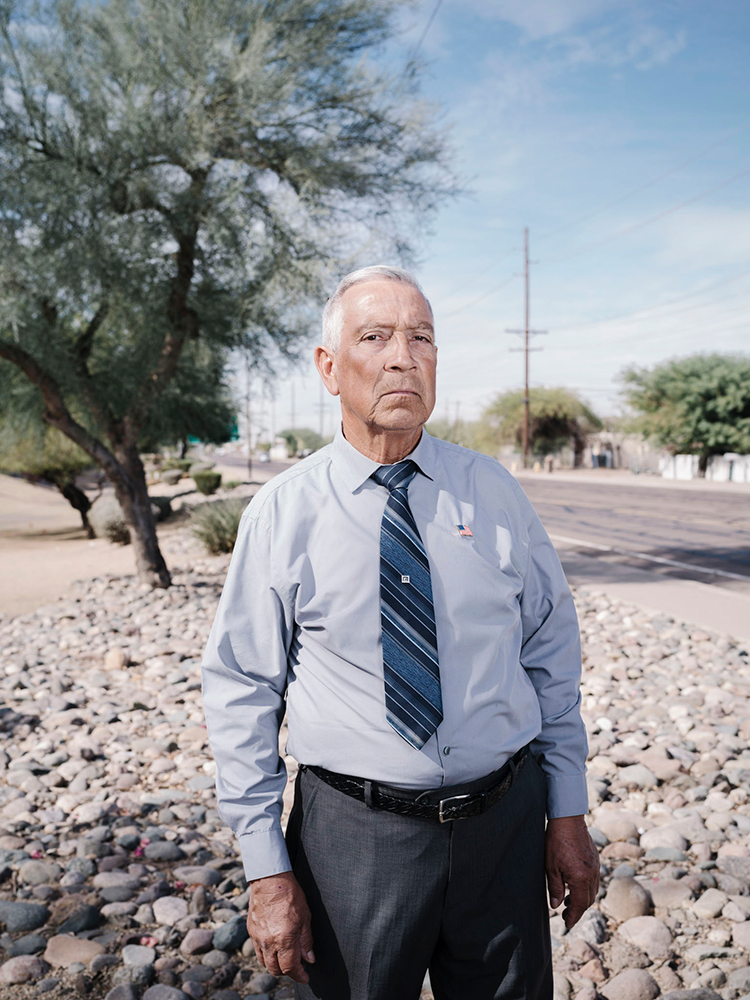 Daniel Magos stands for a portrait near the intersection of 27th Avenue and West Durango St. in Phoenix Arizona, where he was stopped and illigaly searched by agressive police because of Sheriff Arpaio's discriminitory policing practices. He later went on to testify against Arpaio in a racial-profiling class action lawsuit that was ruled in his favor. Photgraphed in Phoenix AZ on November 12, 2017