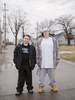 Trisha Smith and Tyler Harger pose for a portrait before picking up their daily allowance of bottled water, Martin Luther King Avenue, Flint, Michigan, January 31, 2016. 