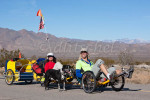 Tandem recumbent bicycle riders on the Mojave Desert backroad leading to the {quote}living ghost town{quote} of Randsburg California. To purchase this image, please go to my stock agency.