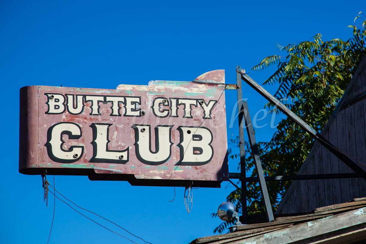 Old neon sign in Butte City, CA