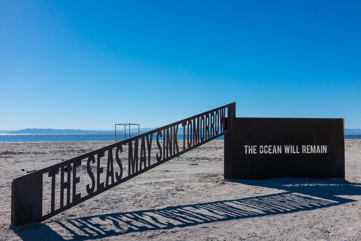 Metal sculpture at the Bombay Beach Biennale