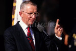 Ross Perot gestures while making a point during his run for the presidency of the United States in 1996 during a visit to the campus of the University of California Santa Barbara. To purchase this image, please go to my stock agency.