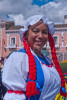 A young Cuban woman is dressed in costume for her job with Pepsico Corporation at a special event in Quito, Ecuador for the new year's celebration.