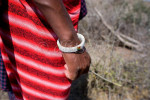Detail of Masai warrior's bracelet and traditional Masai clothing in northern Tanzania. To purchase this image, please go to my stock agency click here.