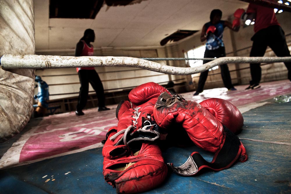 Boxgirls have a match at the Pal Pal Boxing Ring, Majengo slum in Nairobi. 