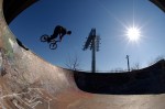 Mick Kalata, 20, of South Philadelphia, does a “quarter pipe air” jump on his BMX bike in the 3-bowl area of FDR Skatepark. The skatepark is located beneath Interstate 95 in FDR Park and was built by skateboarders in the early 90’s after the city banned them from skateboarding at Love Park.