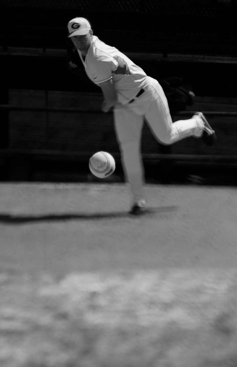 #3 Georgia Bulldogs pitcher Will Harvil warms up in the bullpen before the second game of a double-header with the Winthrop Bulldogs on Wednesday, April 8, 2009 in Athens, Ga.  