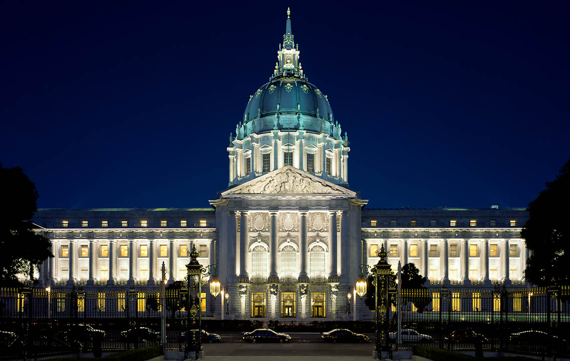 The renovation of San Francisco's 1915 Beaux Art masterpiece included new lighting systems for all public and tenant areas as well as exterior façade lighting. Photo by Jay GrahamLighting design by HLB LightingFixtures by Aromat Lighting DivisionLighting distributor was 16500Photo by Jay Graham