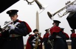 Members of the Virginia Tech marching band rehearse near the Washington Monument in Washington, D.C. prior to the Presidential inauguration of Barack Obama.  Photo by Matt McClain