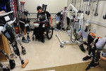 U.S. Army Staff Sgt. Sam Shockley prepares to work on his balancing and walking with prosthetic legs as he rehabs on Friday May 09, 2014 in Bethesda, MD.  Shockley lost his legs and sustained other injuries while serving in Afghanistan.  (Photo by Matt McClain/ The Washington Post)