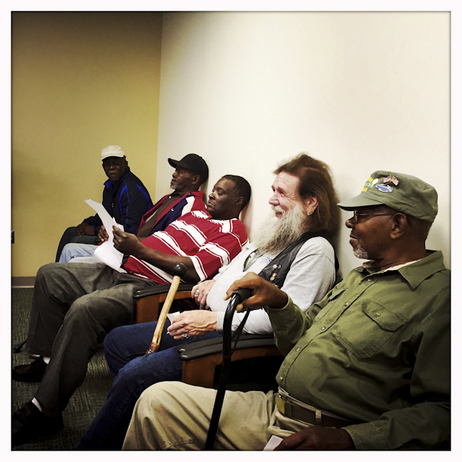 Veterans wait at the Dorn VA Medical Center in Columbia, South Carolina. Nov. 2014