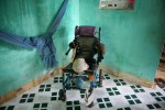 A makeshift wheel chair built by the father of Nguyen Pham, 11, who has been bed ridden for a great portion of his life.  Chi Linh, Vietnam, Vietnam.