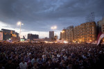 Hundreds of opposition supporters attend Friday prayer at Tahrir Square, before the announcement is made that Hosni Mubarak stepped down. Cairo, Egypt, Friday, February 11, 2011.