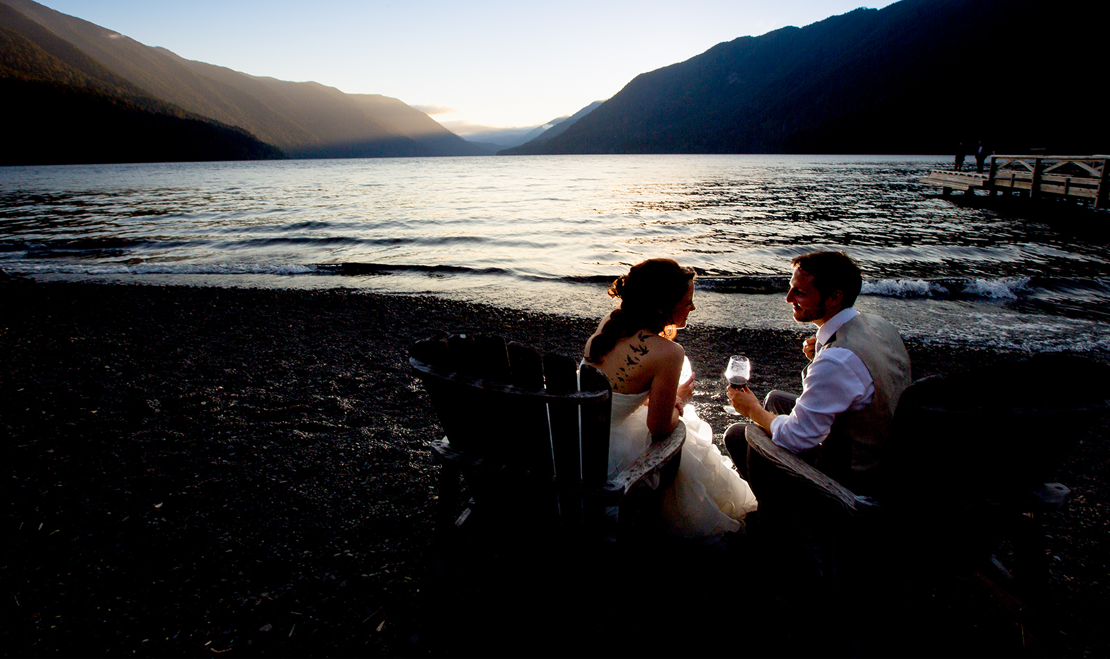 The wedding of Genevieve & Andrew at Lake Crescent Lodge near Port Angeles, Washington. (Photo by Scott Eklund /Red Box Pictures)