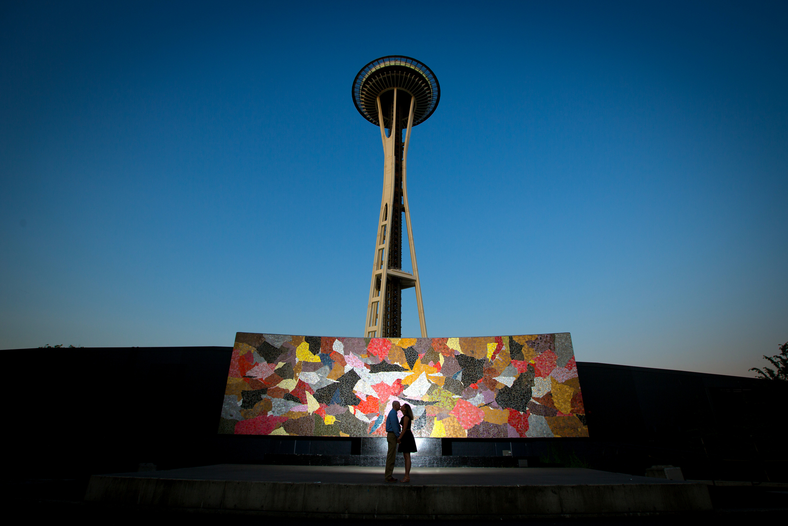 The Seattle Center engagement session of Jennifer & Lincoln. (Photography by Scott Eklund /Red Box Pictures)