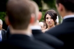 The bride looks at the groom during their wedding at Cedarbrook Lodge in Seattle, Washington. (Wedding Photography by Scott Eklund - Red Box Pictures)
