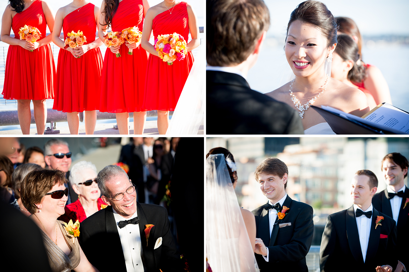 The scenes from the ceremony during the wedding at the Seattle Aquarium. (Wedding Photography by Scott Eklund - Red Box Pictures)