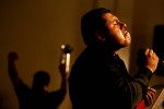 Julio Hernandez leads the congregation in song at Thursday night services at Iglesia Bautista La Gran Comision (Great Commission Baptist Church) in Morristown, Tennessee.