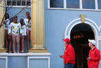 The Prancing Elites pose during a photo shoot with a local photographer on Dauphin Street in downtown Mobile.
