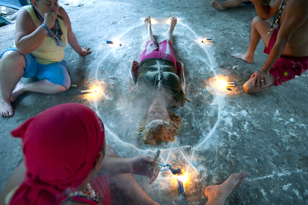 A follower is put into a trance during a ceremony at the annual celebration of Venezuela’s María Lionza religious cult.