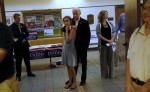 Biden, left, waited with his granddaughter, Naomi Biden, while being introduced at the Bremer County Democrats Summer Fundraiser in Waverly, Iowa.