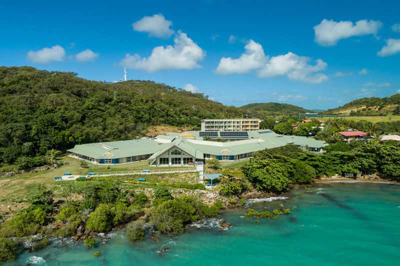 Aerial view of aged care centre on the waterfront at Thursday Island, Torres Strait