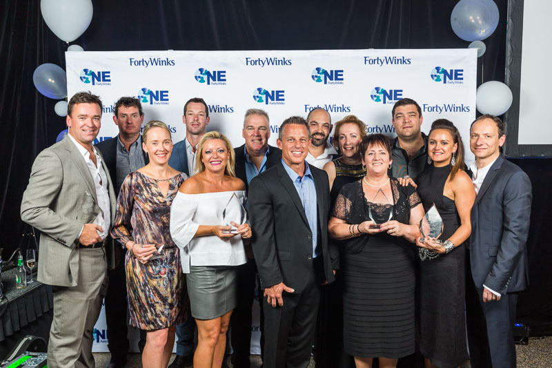 Group photo of award winners at Forty Winks National Conference 2016 Gala dinner in Cairns