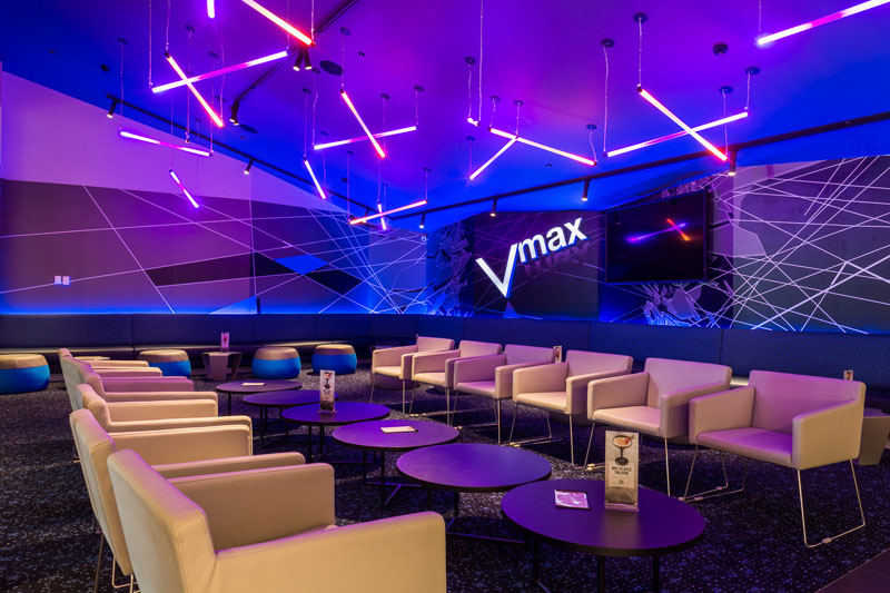 Interior of Vmax lounge at Event Cinemas Smithfield, Cairns