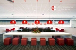 Tables and seating in the Qantas Club Lounge at the Cairns Domestic Airport