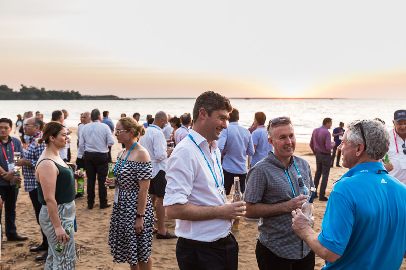 Conference delegates networking on Mindil Beach at sunset, Darwin