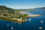 Arial view of the Airlie Beach waterfront, Whitsundays