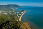 Aerial view along Trinity Beach and Cairns' northen beaches coastline