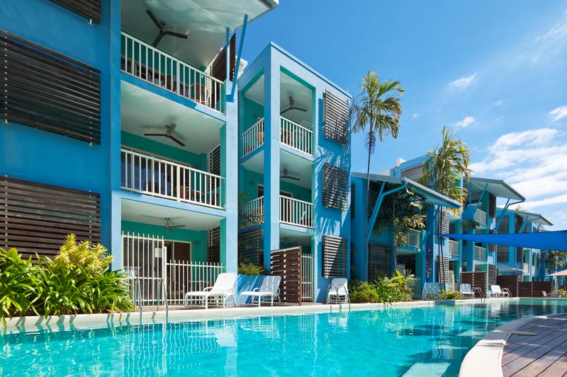 Resort rooms by the pool at Mantra Aqueous, Port Douglas