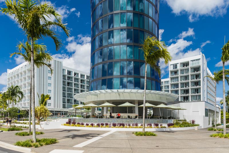 Exterior image of Riley Hotel tower on the Esplanade, Cairns 
