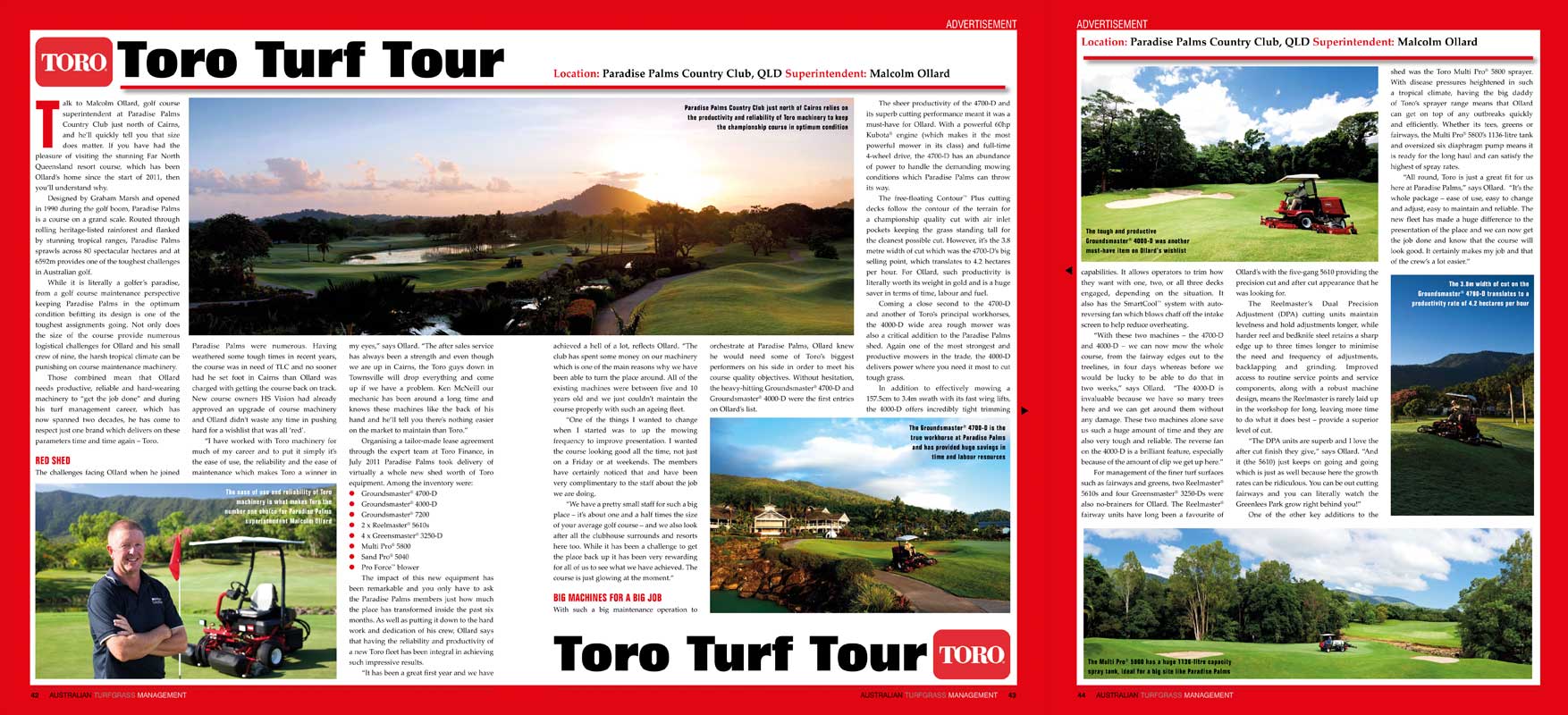 Advertising Photography - Magazine advertorial for Toro Australia at Paradise Palms Golf Course 