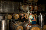 Winemaker giving a tourist couple a wine tasting tour at Cofield Wines 