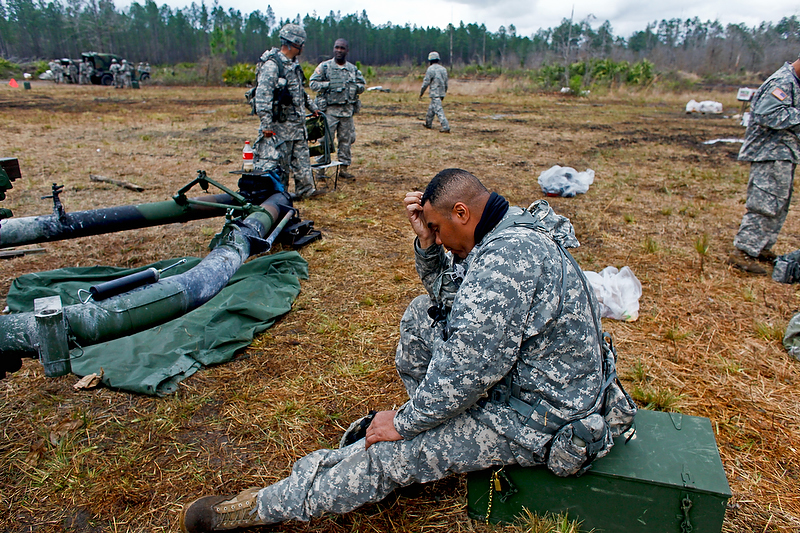 Cpl. Owens takes a breather after a long training day.