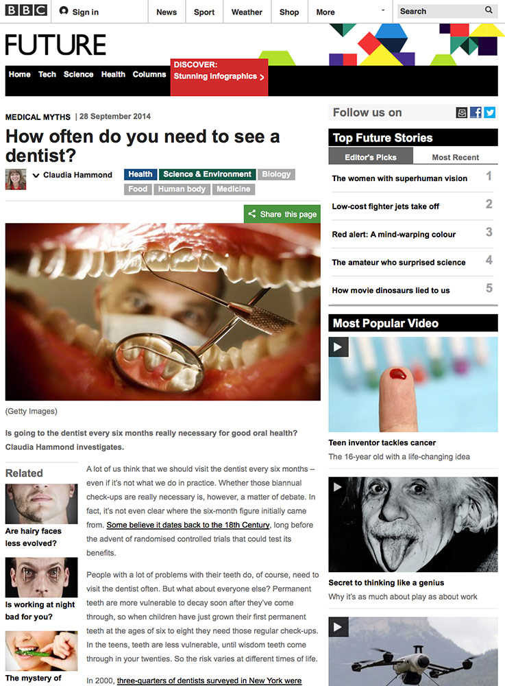 Article on the dentist for the BBC