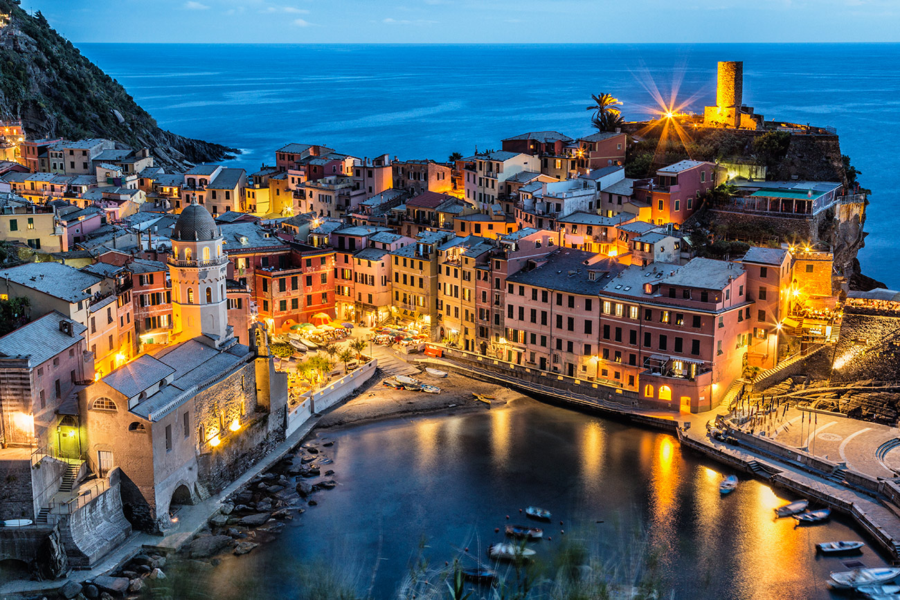 Vernazza in the Cinque Terre after dark