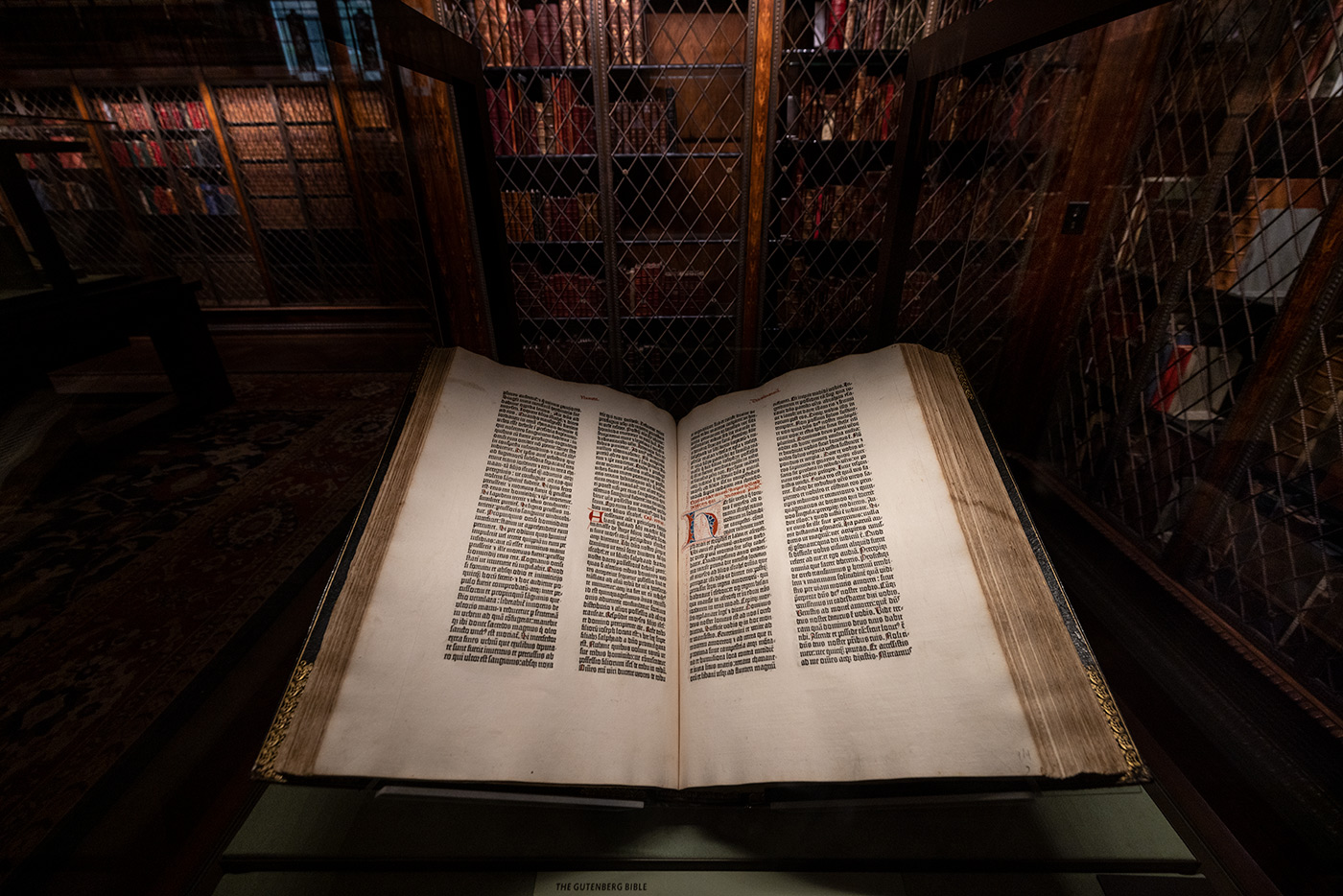 The Guttenberg Bible inside of the Morgan Library