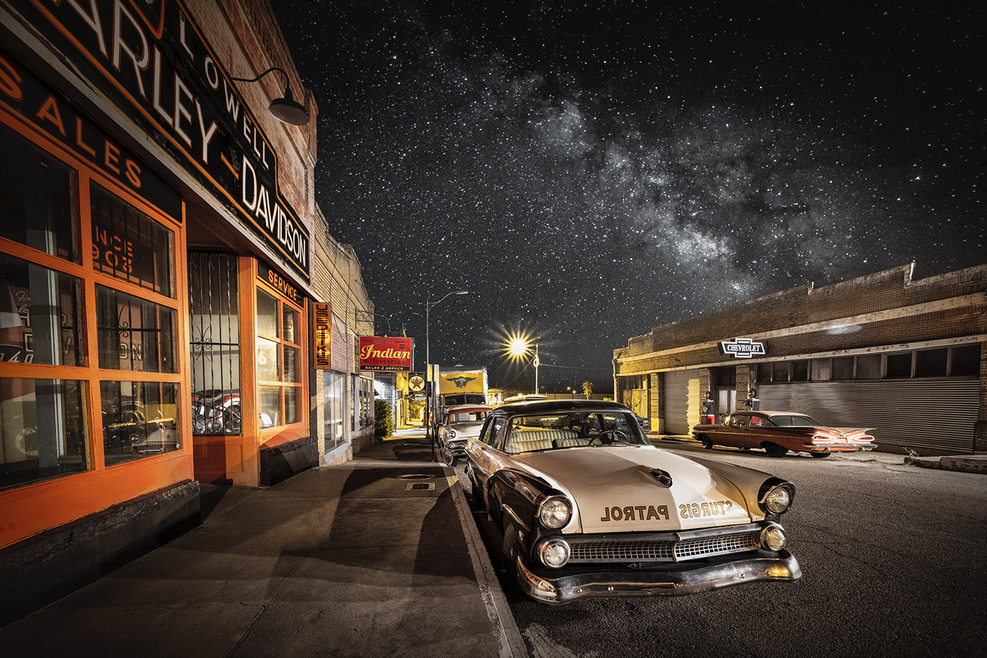 The Milky Way over old town Bisbee, Arizona