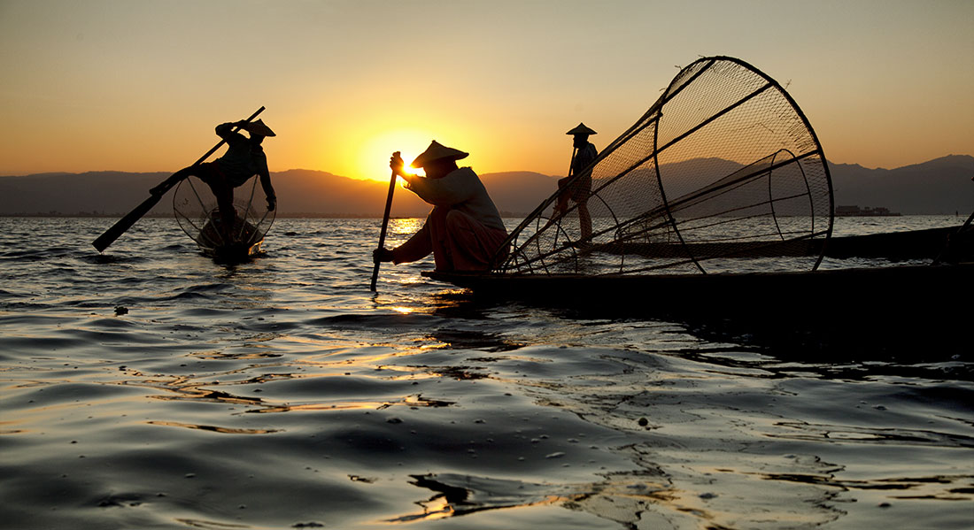 Sunset in inle lake, Myanmar