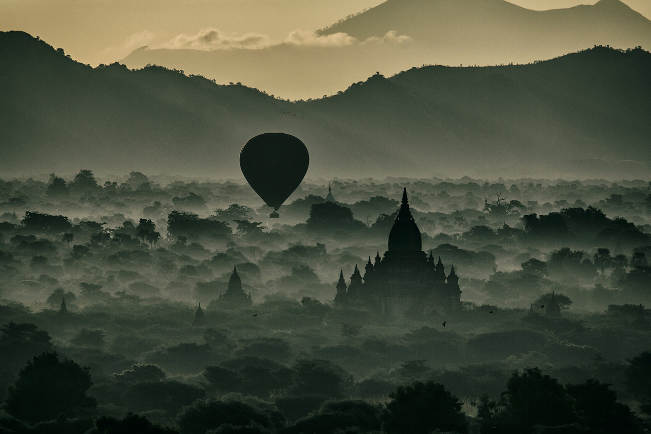 The temples of Bagan, Burma at sunrise