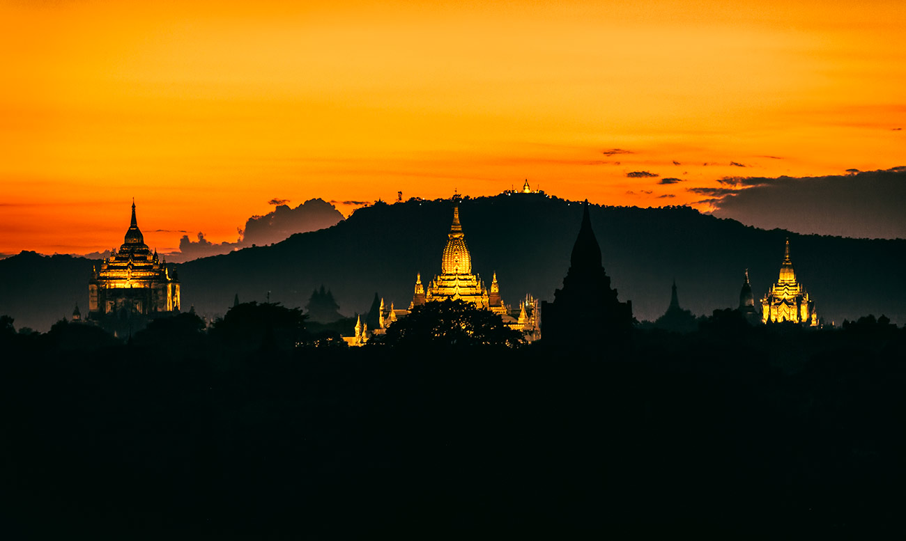 The temples of Bagan, Burma at sunrise