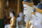 Buddhas inside the Shwedagon Pagoda, Yangon