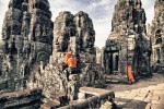 Monks at the Bayon in Angkor Wat