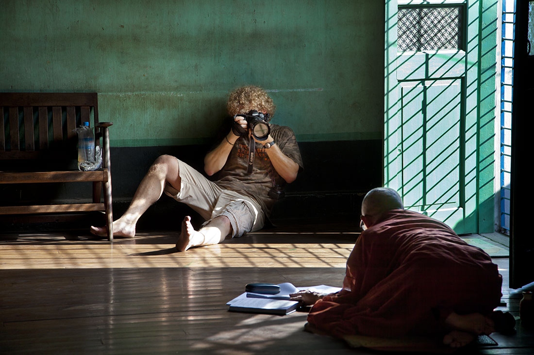 Photographing a monk master in Yangon