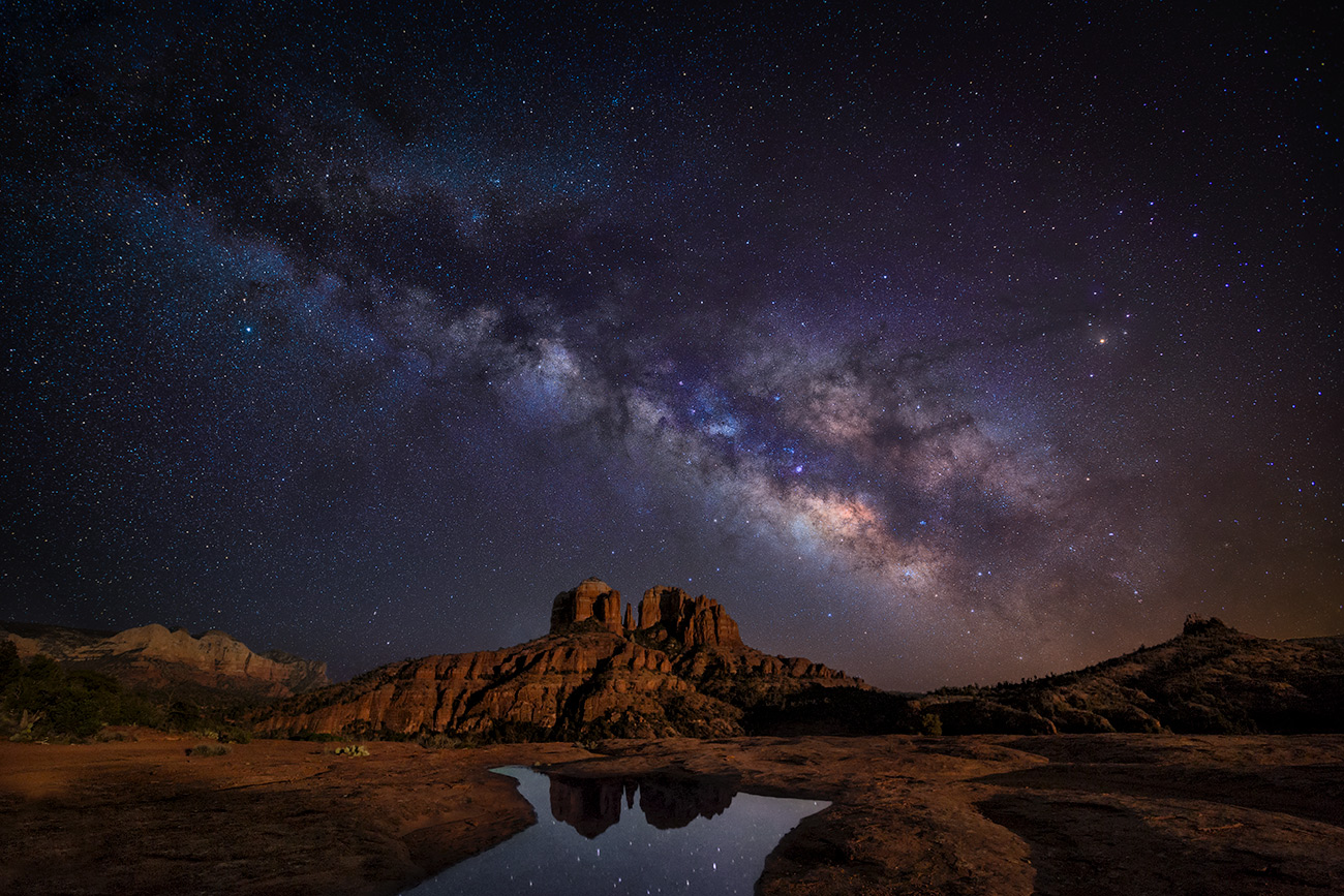 The Milky Way over Cathedral Rock in Sedona